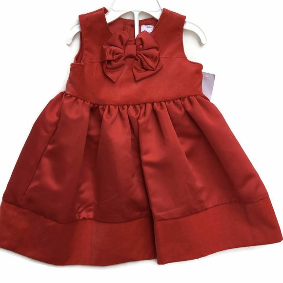 Carters Girls Red Bow Dress Sz 9 Months - Picture 1 of 3